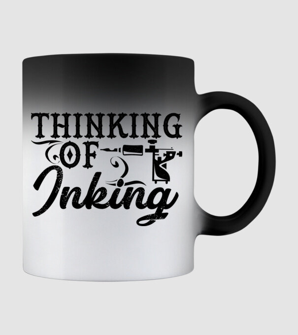 Thinking of inking model negru pe tricou