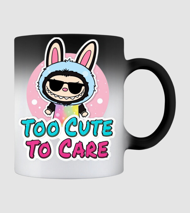 Too cute to care model negru pe tricou