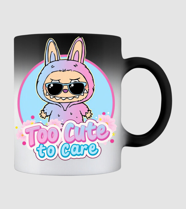 Too cute to care model negru pe tricou