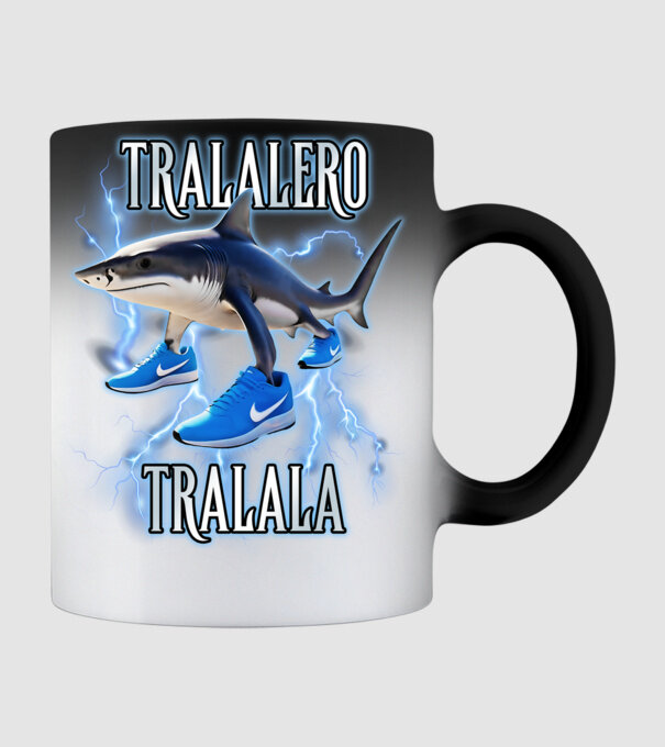Tralalero Tralala model negru pe tricou