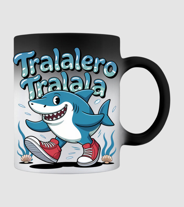 Tralalero Tralala drăguț model negru pe tricou