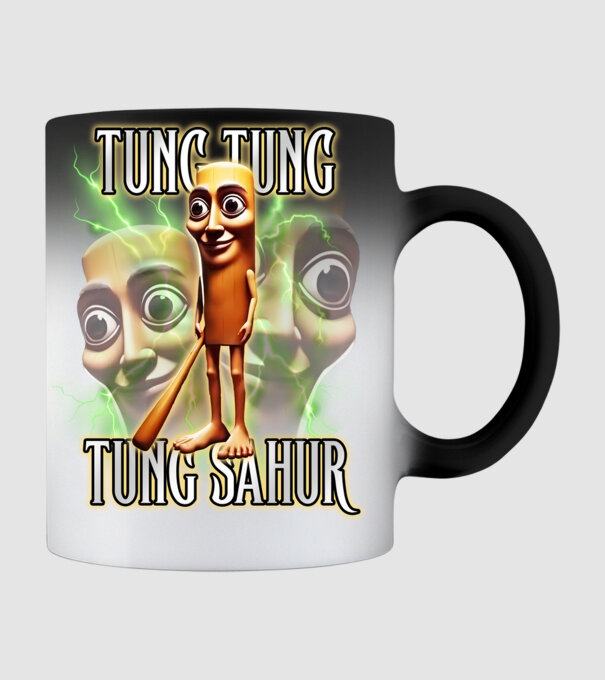 Tung Tung Tung Sahur model negru pe tricou