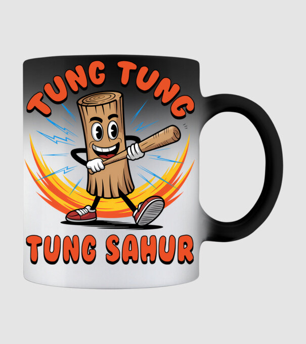 Tung Tung Tung Sahur drăguț model negru pe tricou