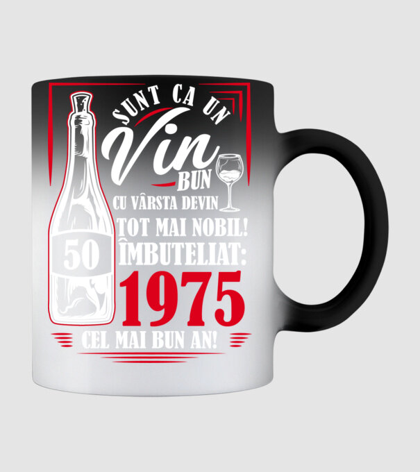 Un Vin Bun 1975 - Negru model negru pe tricou
