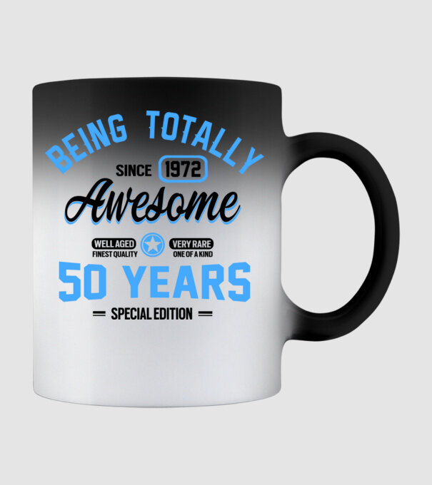 50 years of being totally awesome model negru pe tricou