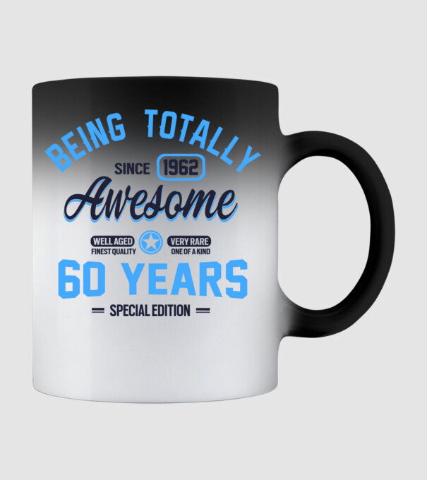 60 years of being totally awesome model negru pe tricou