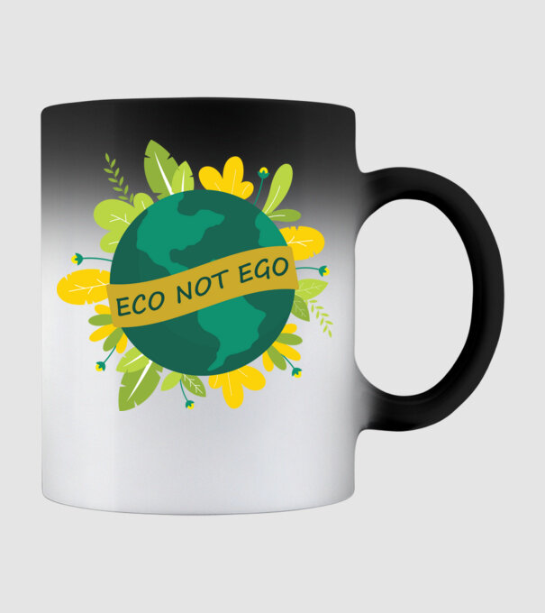 ECO NOT EGO model negru pe tricou