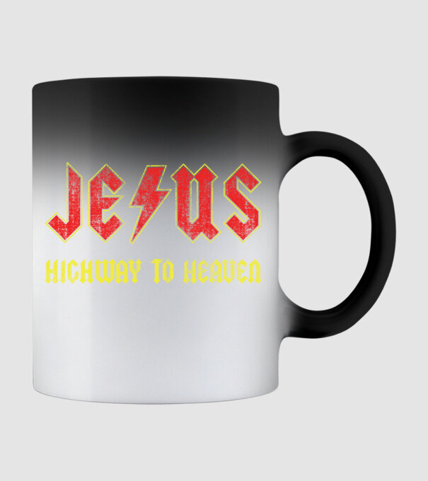 JESUS HIGHWAY TO HEAVEN model negru pe tricou