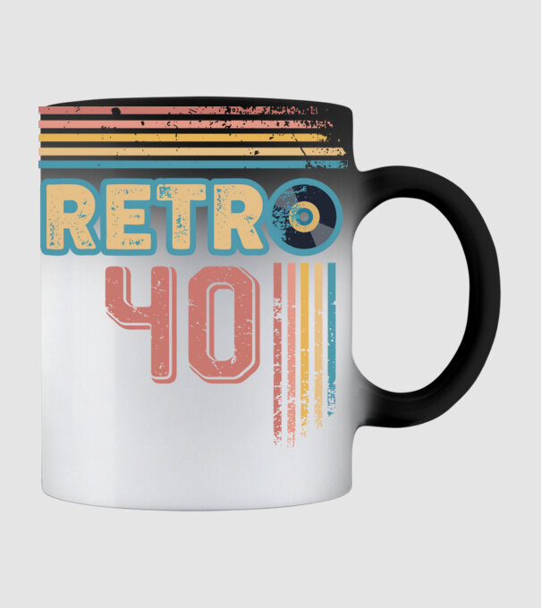 Retro 40 Birthday model negru pe tricou