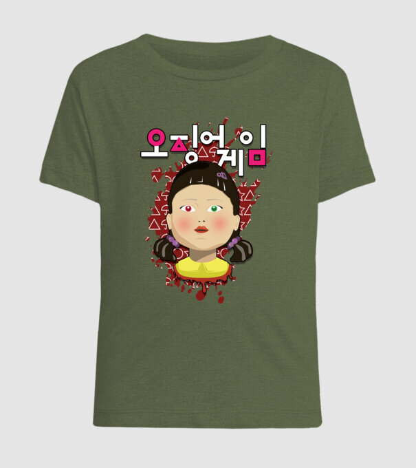 red light green light doll model kaki pe tricou
