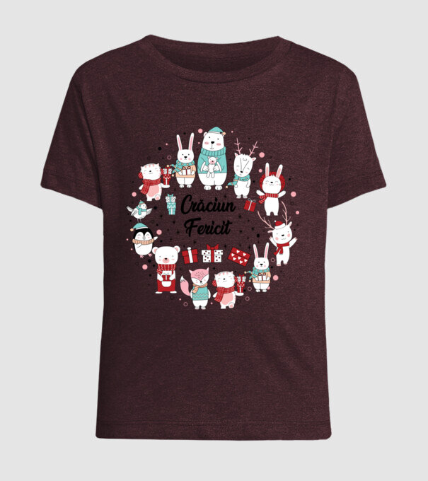 Crăciun Fericit model bordo pe tricou