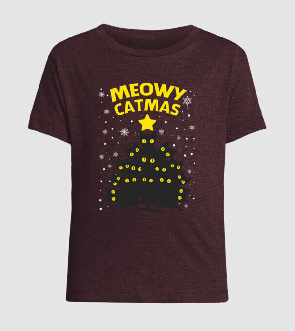 Meowy catmas black model bordo pe tricou