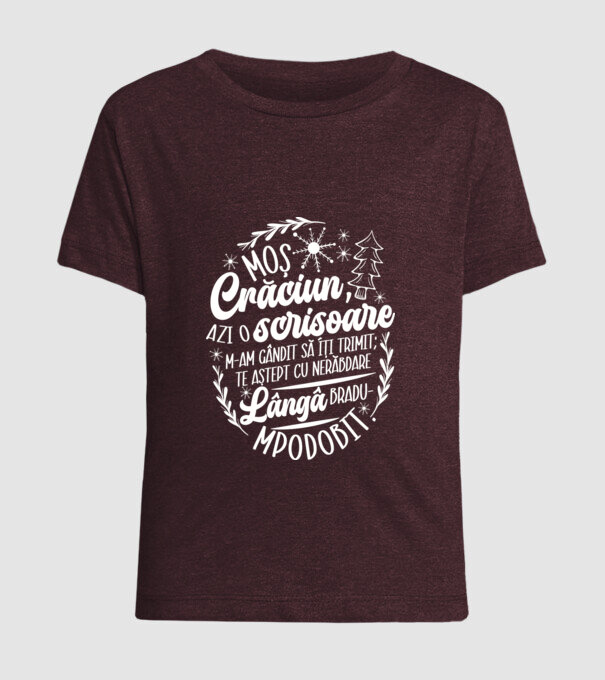 Moş Crăciun model bordo pe tricou