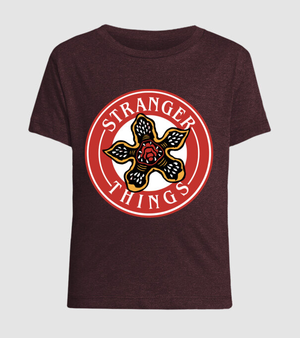 stranger things logo bucks model bordo pe tricou