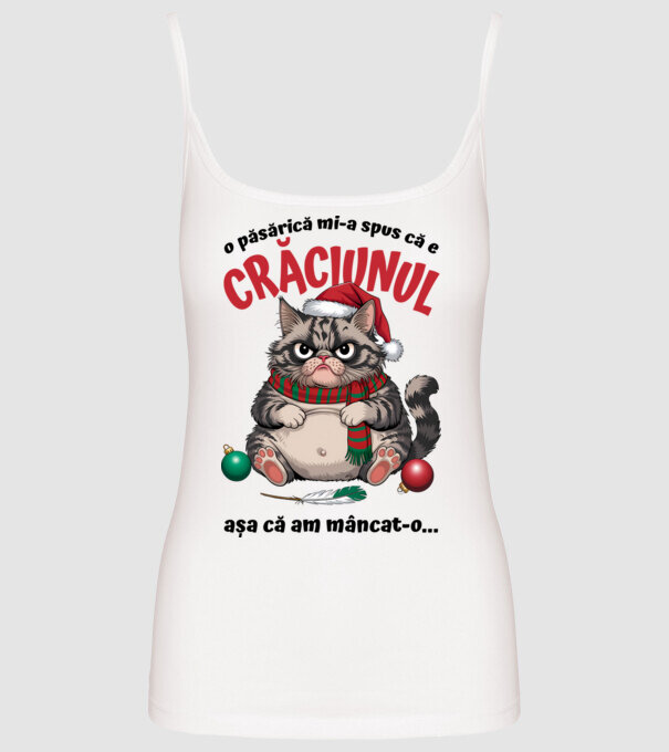 Am mâncat pasărea Crăciun pisică Alb model alb pe tricou