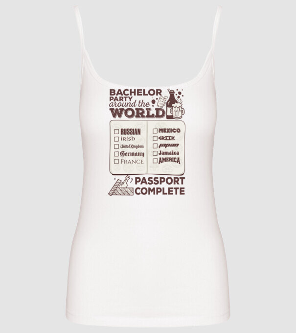 Bachelor Party World tour model alb pe tricou