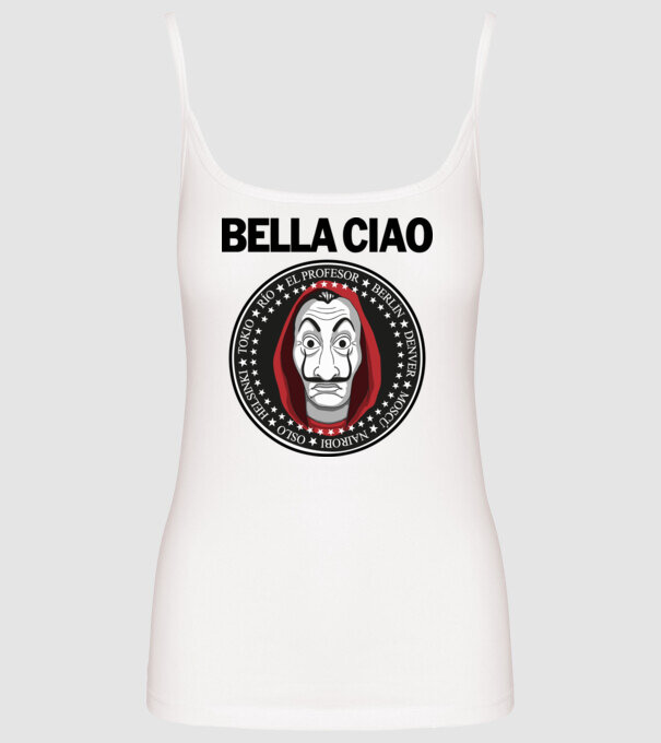 bella ciao stroke model alb pe tricou