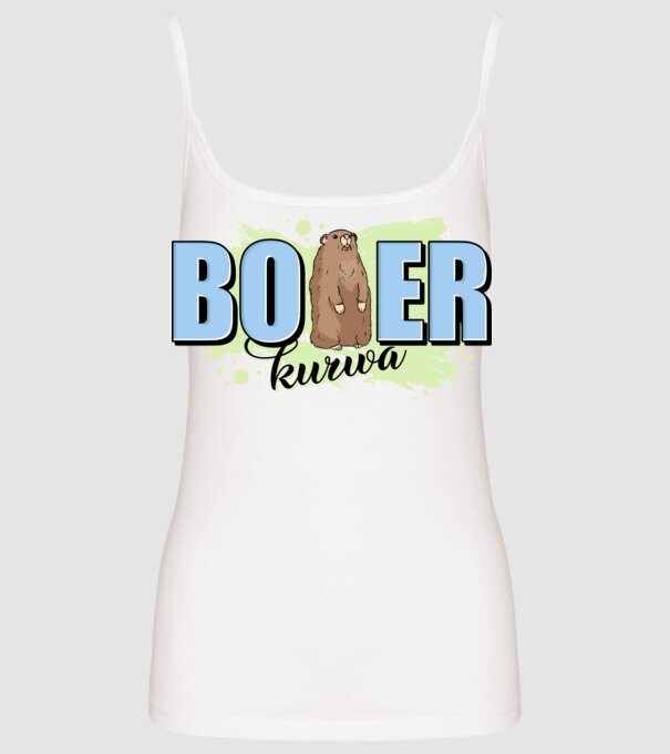 Bober Kurwa model alb pe tricou