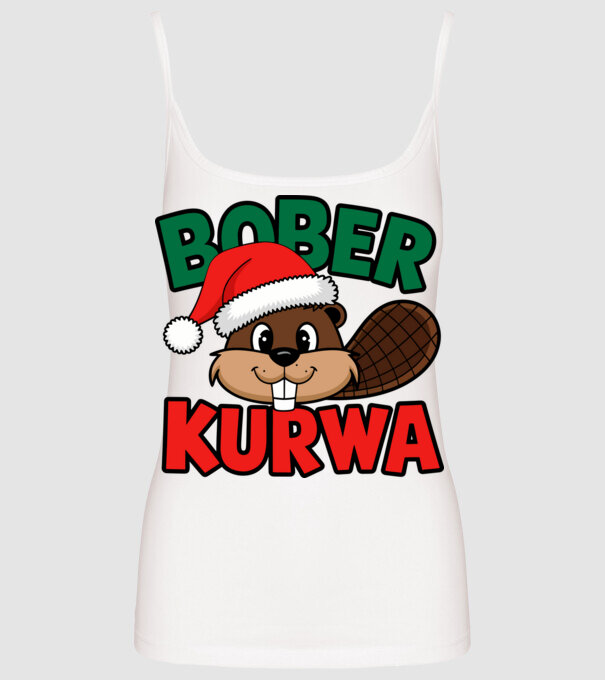 Bober kurwa xmas model alb pe tricou