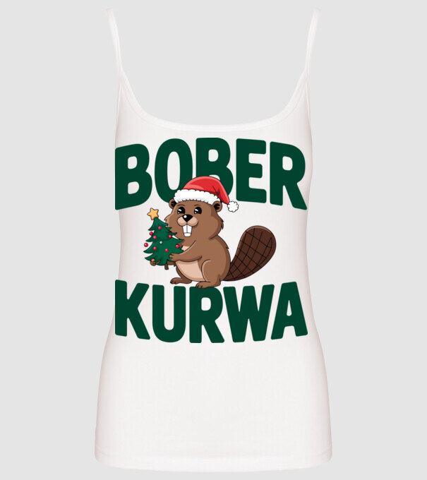 Bober kurwa xmas model alb pe tricou