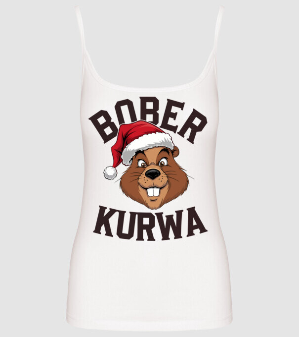 Bober kurwa xmas model alb pe tricou