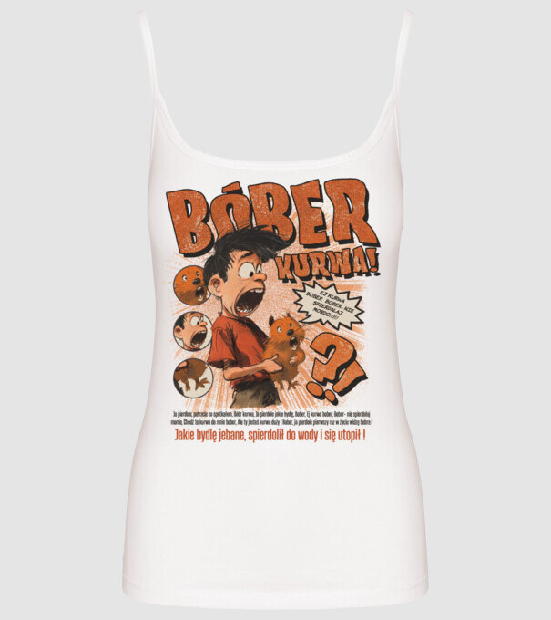 Bobr Kurwa comic model alb pe tricou