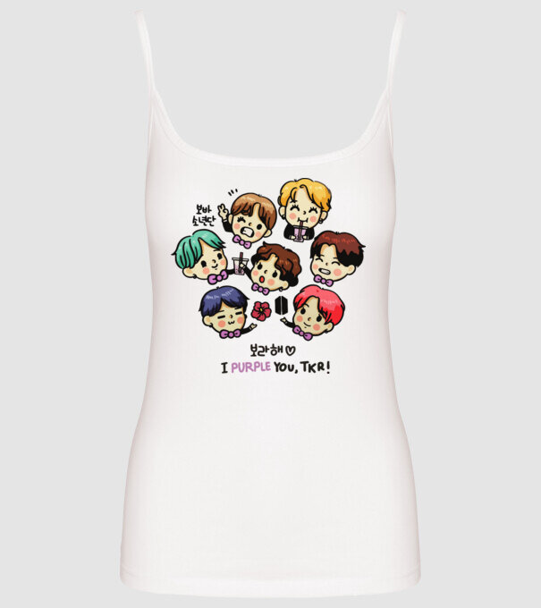 BTS chibi model alb pe tricou