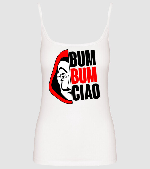 bumbum ciao money heist model alb pe tricou