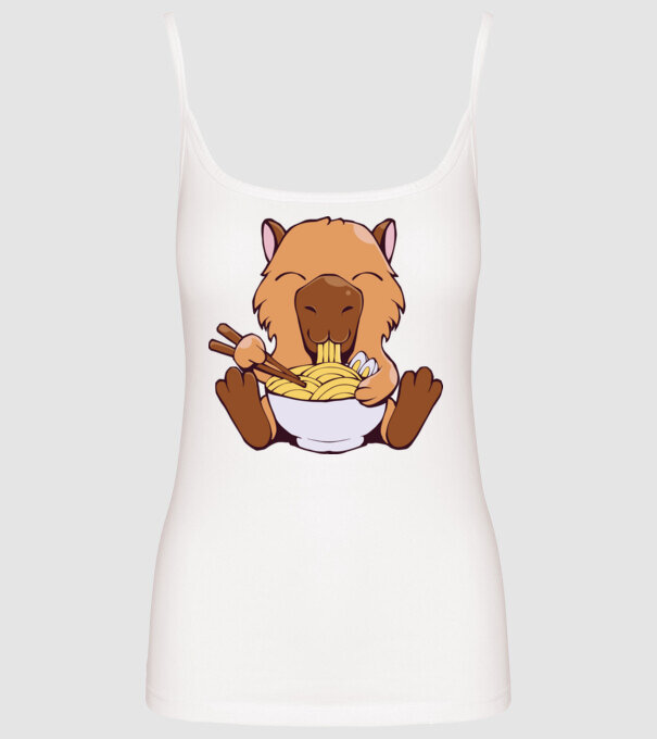 Capibară Ramen model alb pe tricou