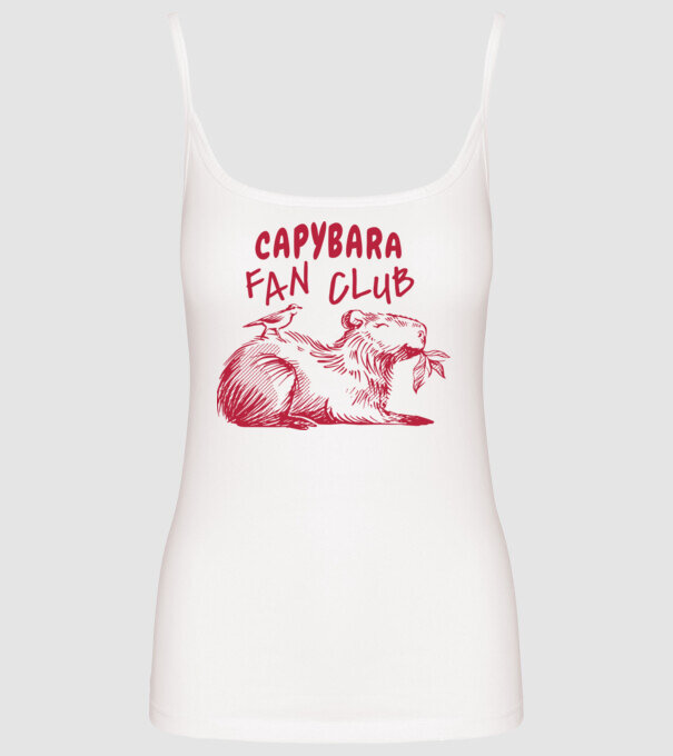 Capybara fan club model alb pe tricou