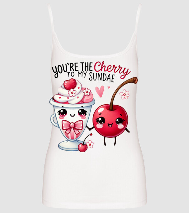 Cherry to my Sunday model alb pe tricou
