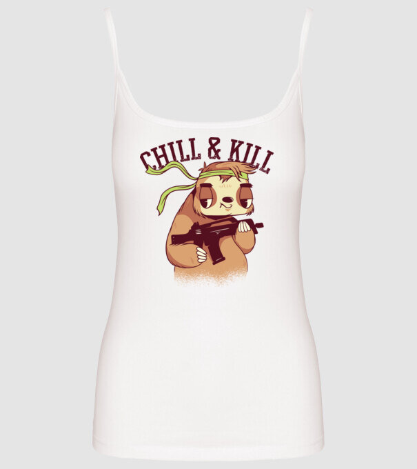chill and kill model alb pe tricou