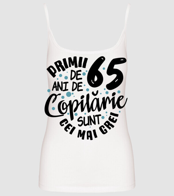 Copilărie 65 de ani model alb pe tricou