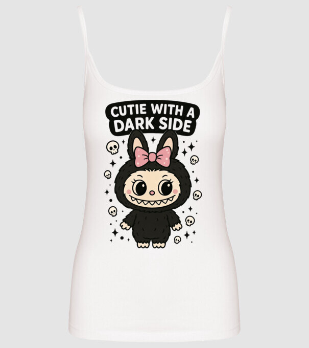 Cutie with a dark side model alb pe tricou
