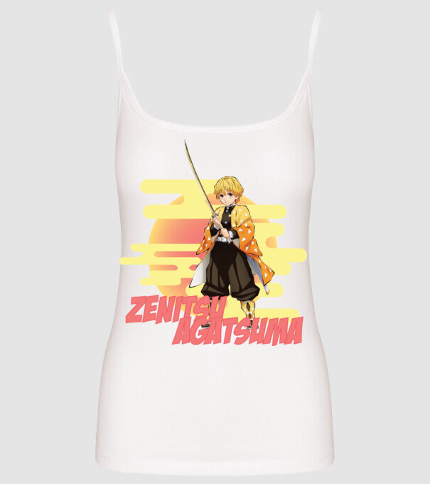 Demon Slayer Zenitsu model alb pe tricou