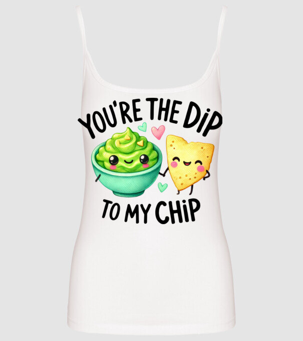 Dip to my Chip model alb pe tricou