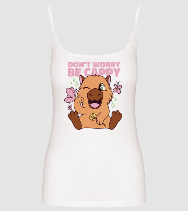 Don't worry be cappy - capibară model alb pe tricou