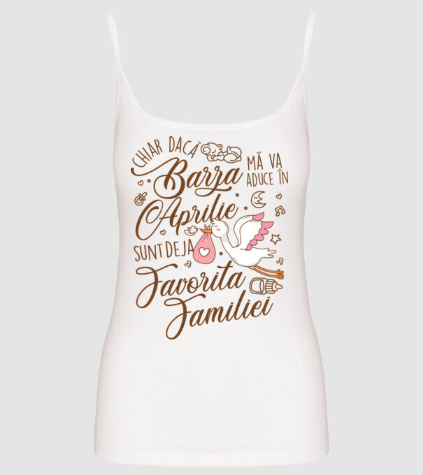 Favorita familiei APRILIE model alb pe tricou