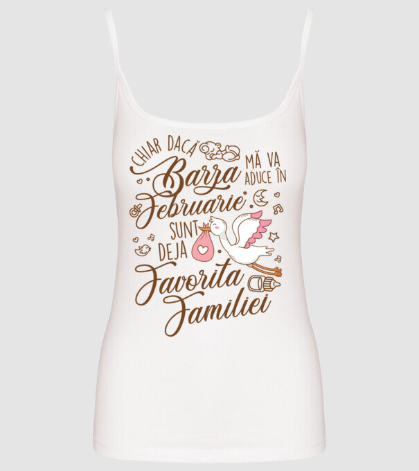 Favorita familiei FEBRUARIE model alb pe tricou