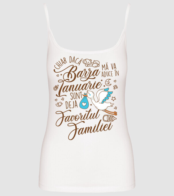 Favoritul familiei IANUARIE model alb pe tricou