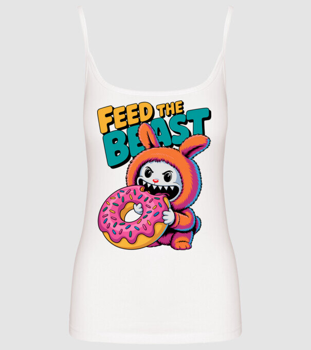 Feed the beast model alb pe tricou
