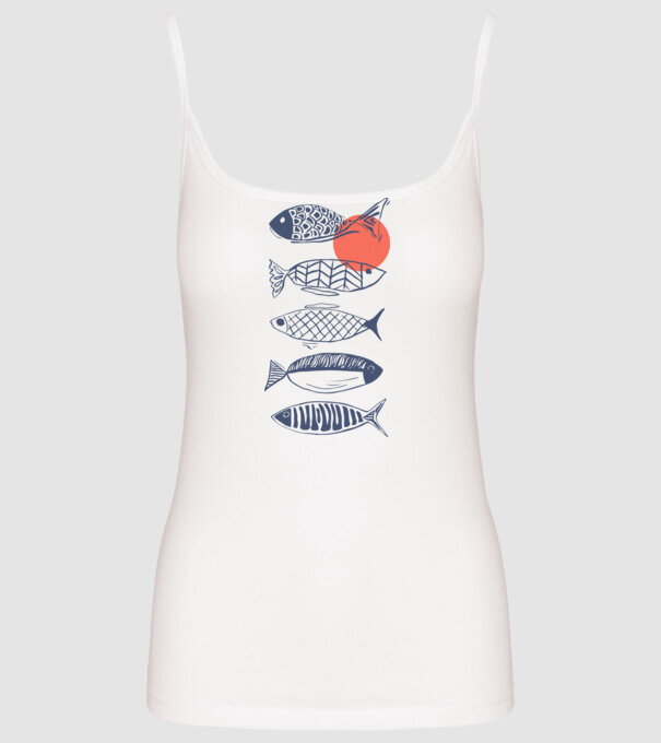 Fish model alb pe tricou