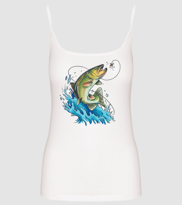 Fish model alb pe tricou