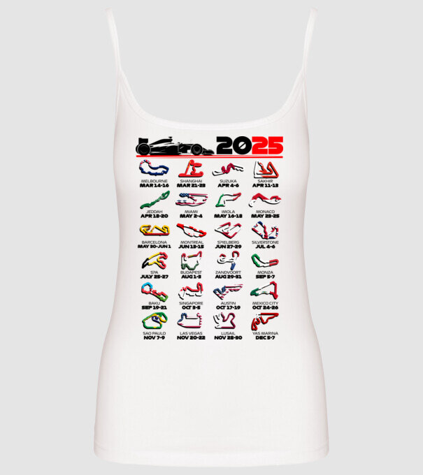 F1 calendar 2025 Alb model alb pe tricou