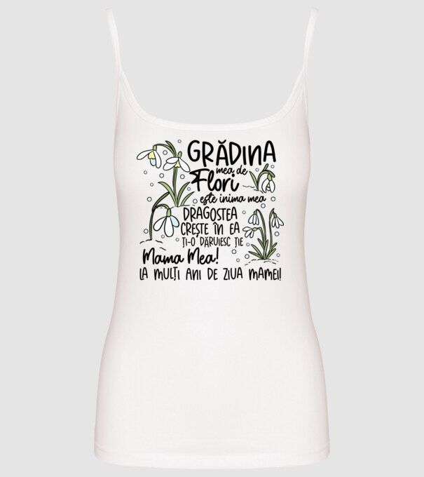 Grădina mea de flori model alb pe tricou