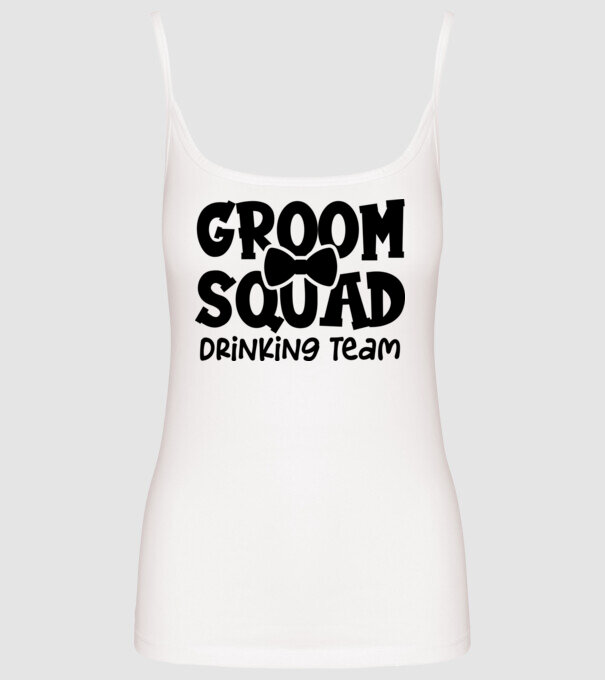 Groom Squad model alb pe tricou