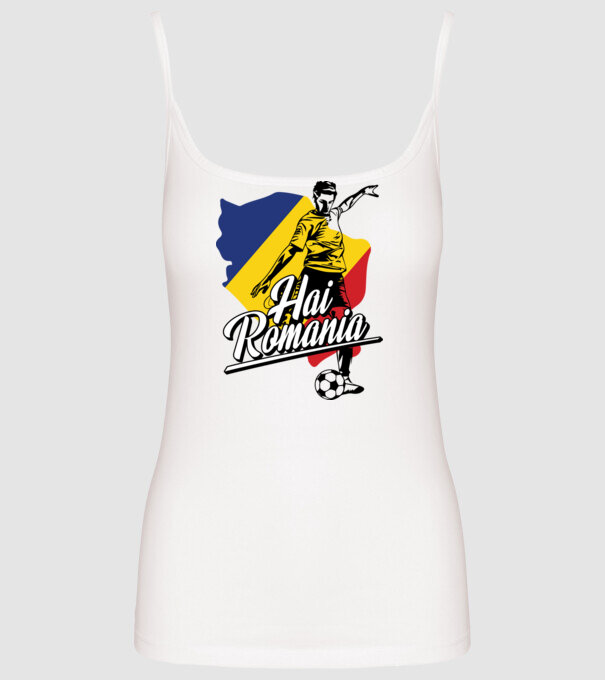 Hai romania fotbal model alb pe tricou