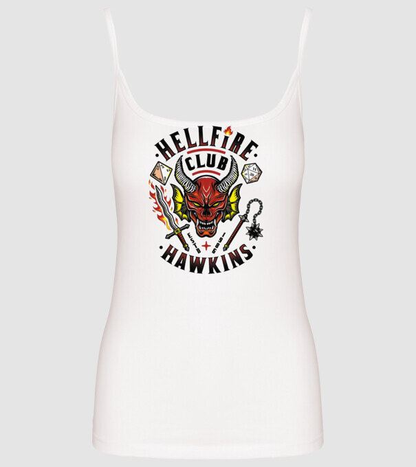 hellfire club hawkins model alb pe tricou