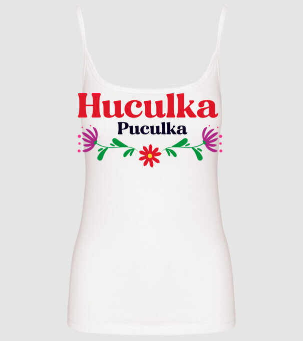 Huculka Puculka model alb pe tricou