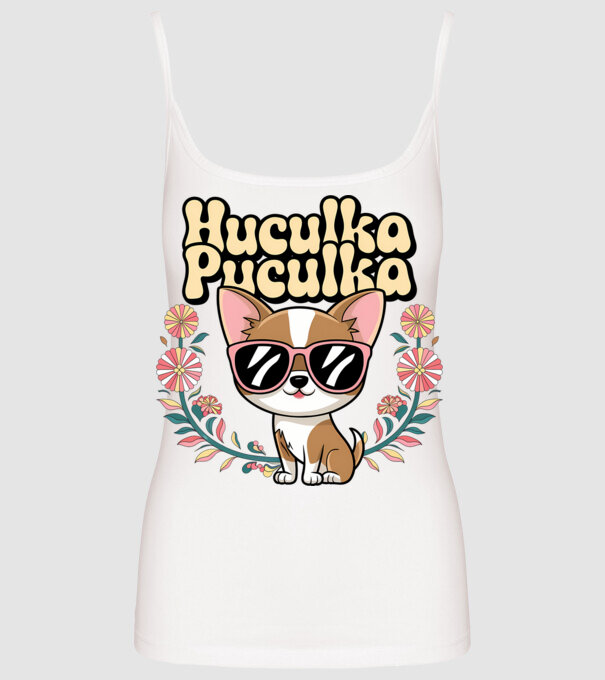 Huculka Puculka câine 1 model alb pe tricou